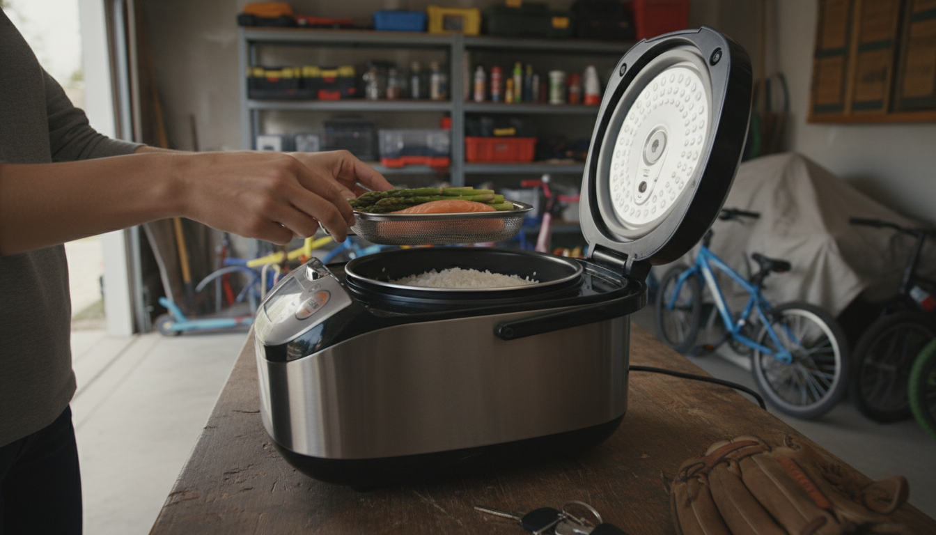 Steam Veggies or Fish While Rice Cooks (8-Cup Cooker)