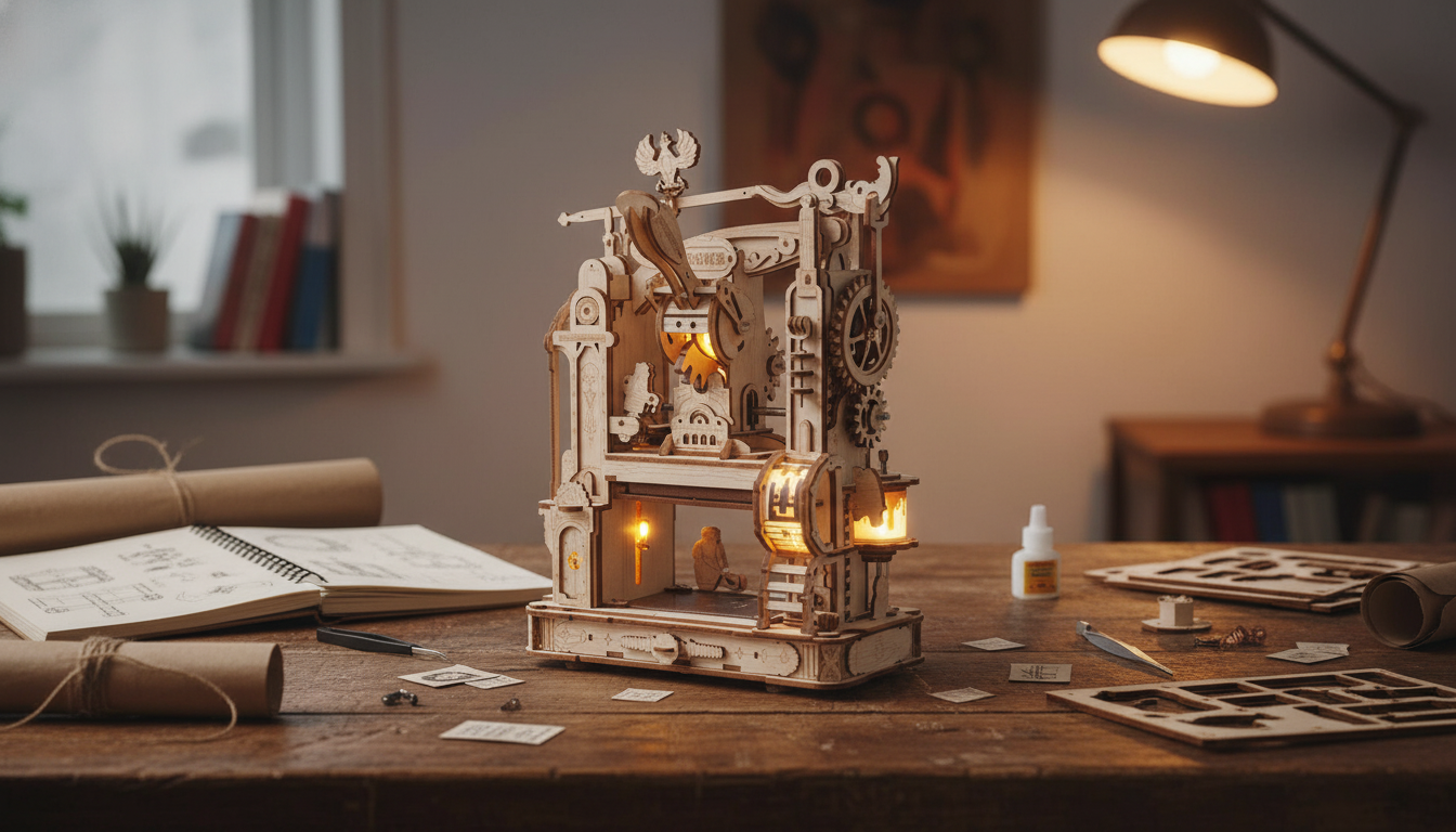 3D Printing Press Wooden Puzzle Kit with LED Glow