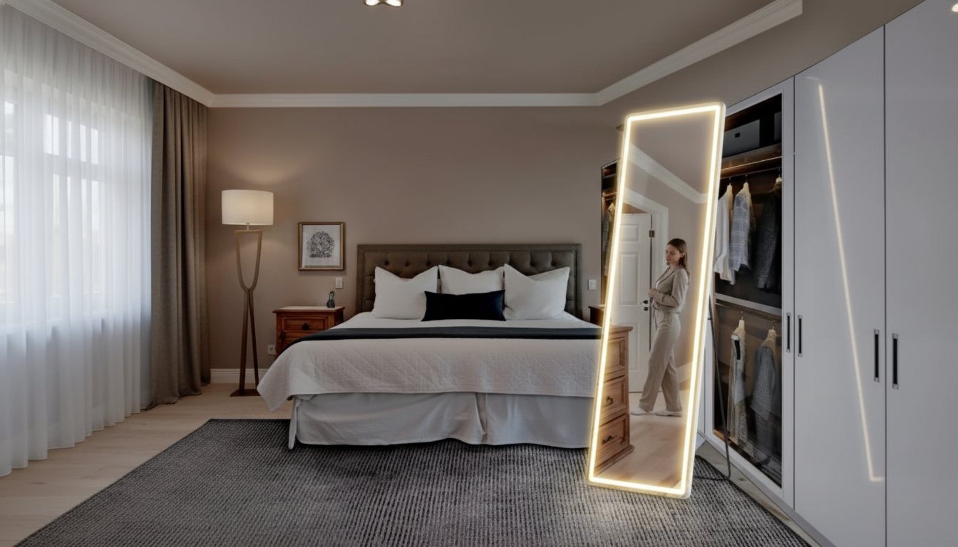 64x21 LED Full-Length Mirror with Stand for Bright Styling