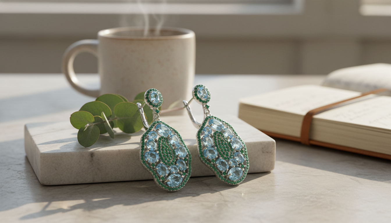 Sky Blue Topaz Sterling Silver Drop Earrings (7.74Ct)