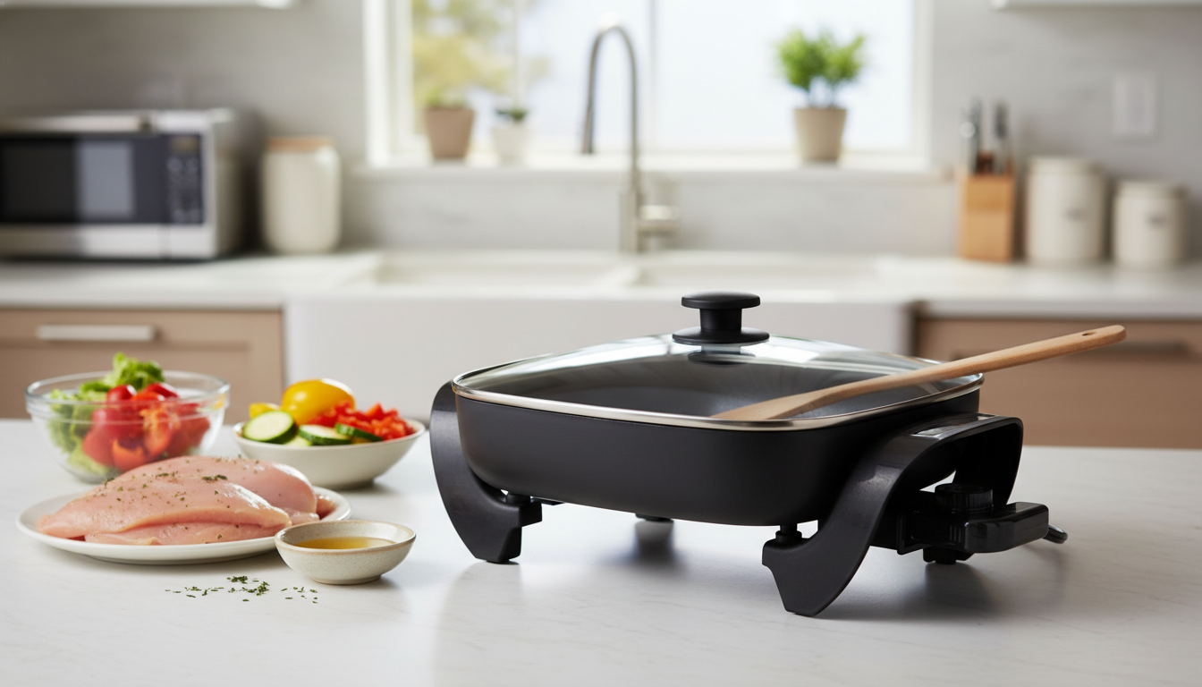 Ceramic Electric Skillet: Nonstick + Adjustable Heat