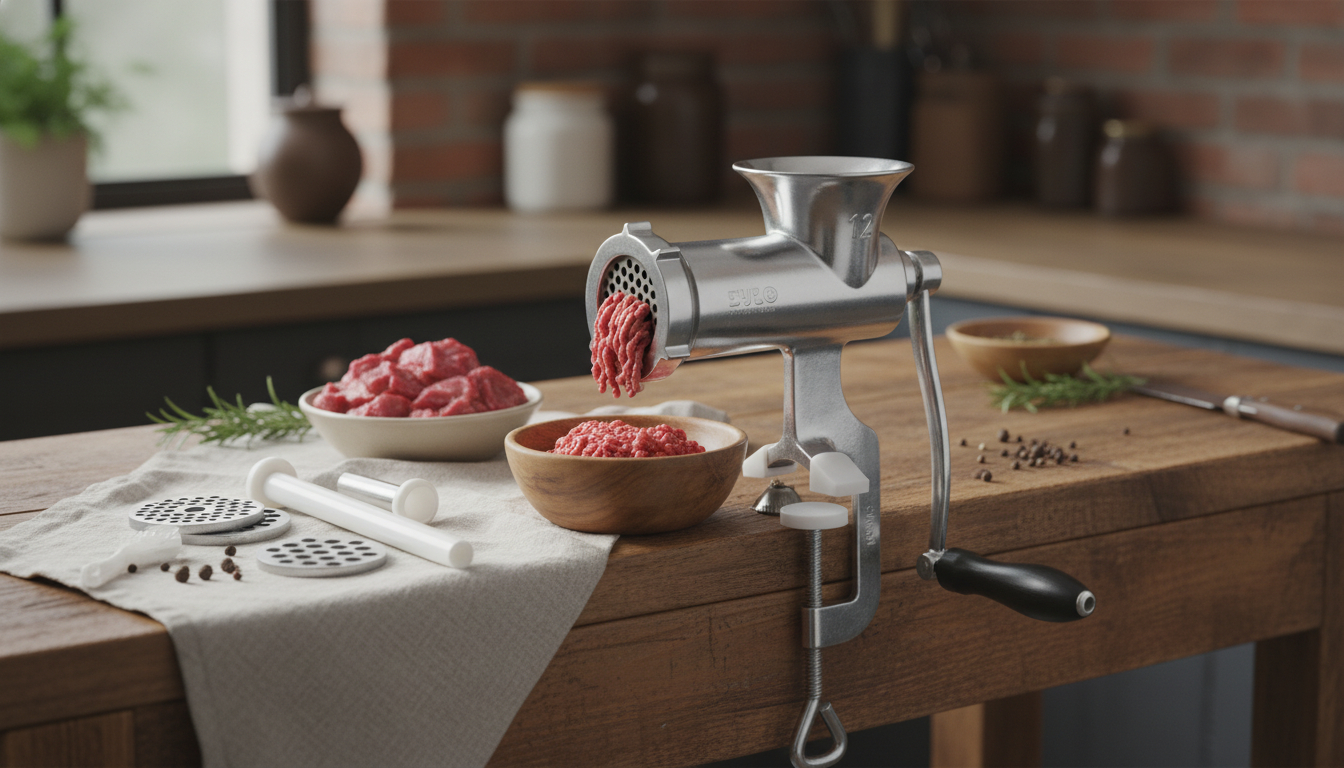 Clamp-On Manual Stainless Meat Grinder: Clean, Even Grind