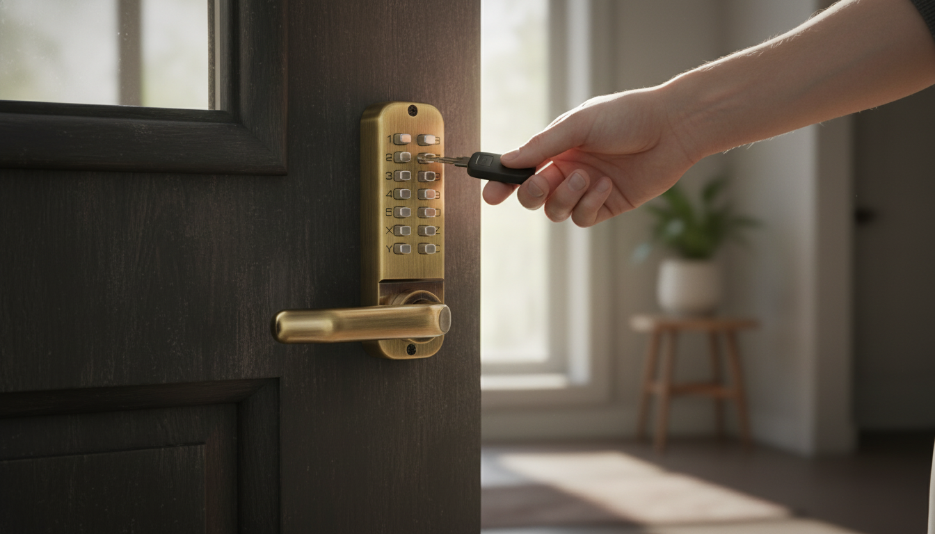 Mechanical Keypad Door Lock: 14-Key, Battery-Free Access
