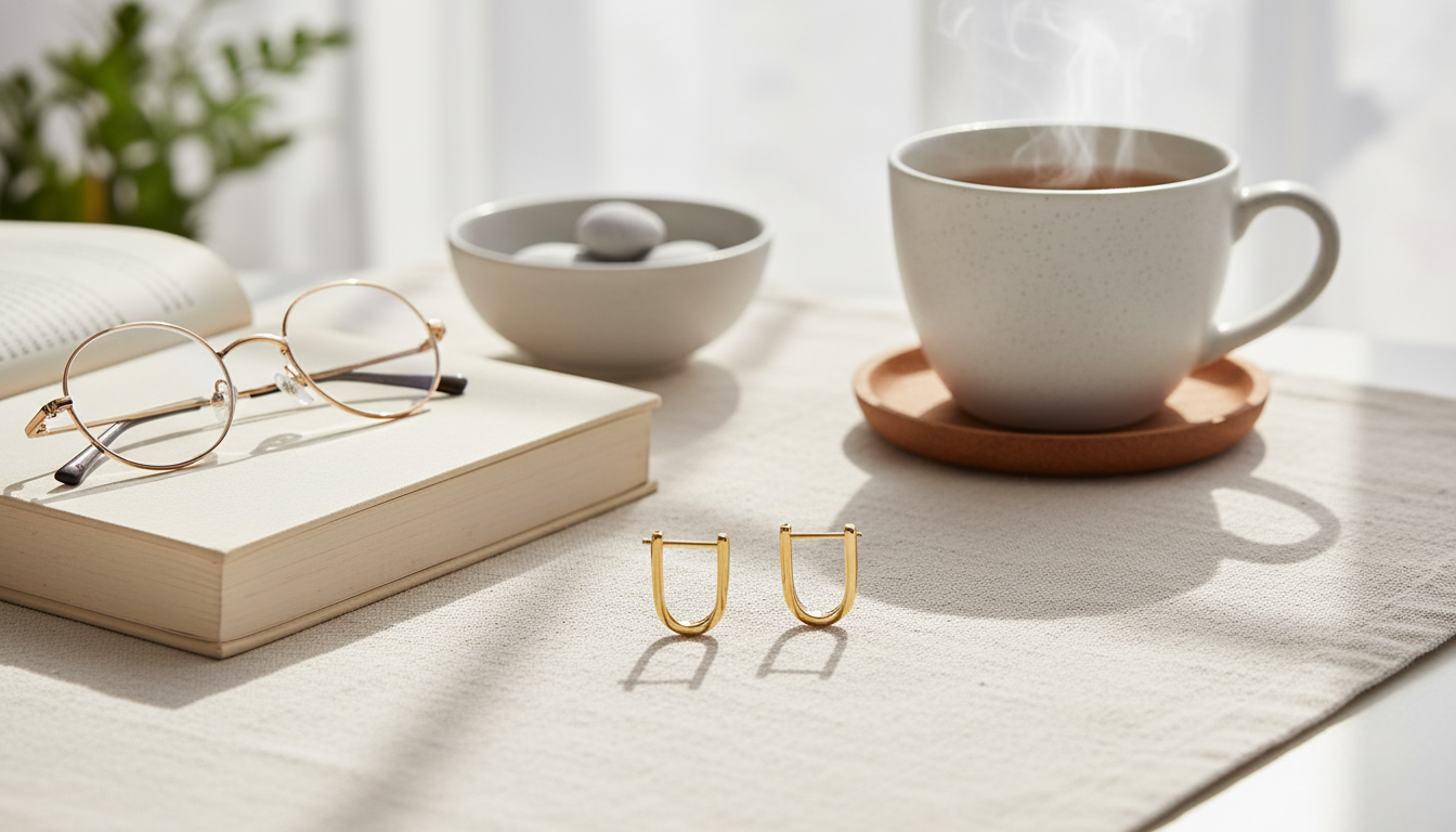 Minimalist Geometric Gold Hoop Earrings: Modern Shine