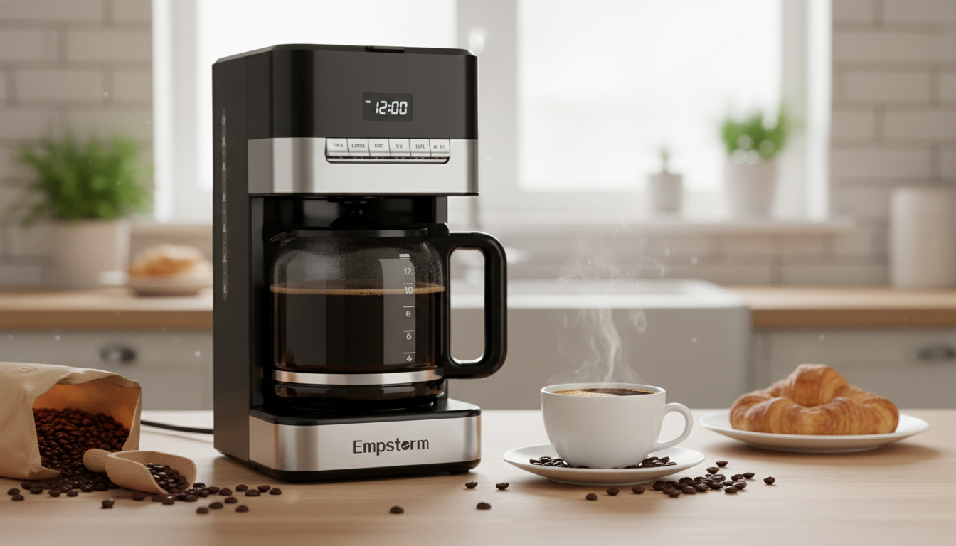 Programmable Drip Coffee Maker: 4–12 Cup Strong Brew