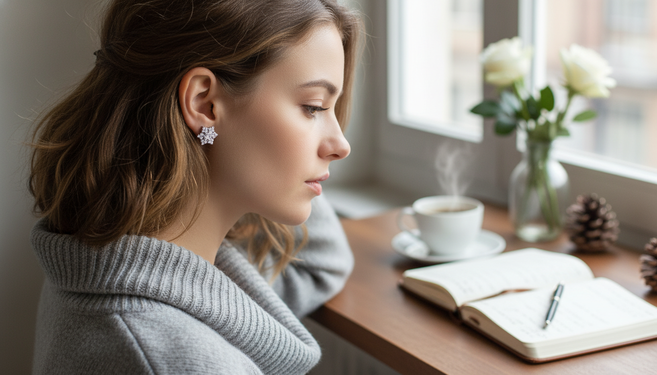 Sterling Silver Moissanite Snow-Flower Stud Earrings